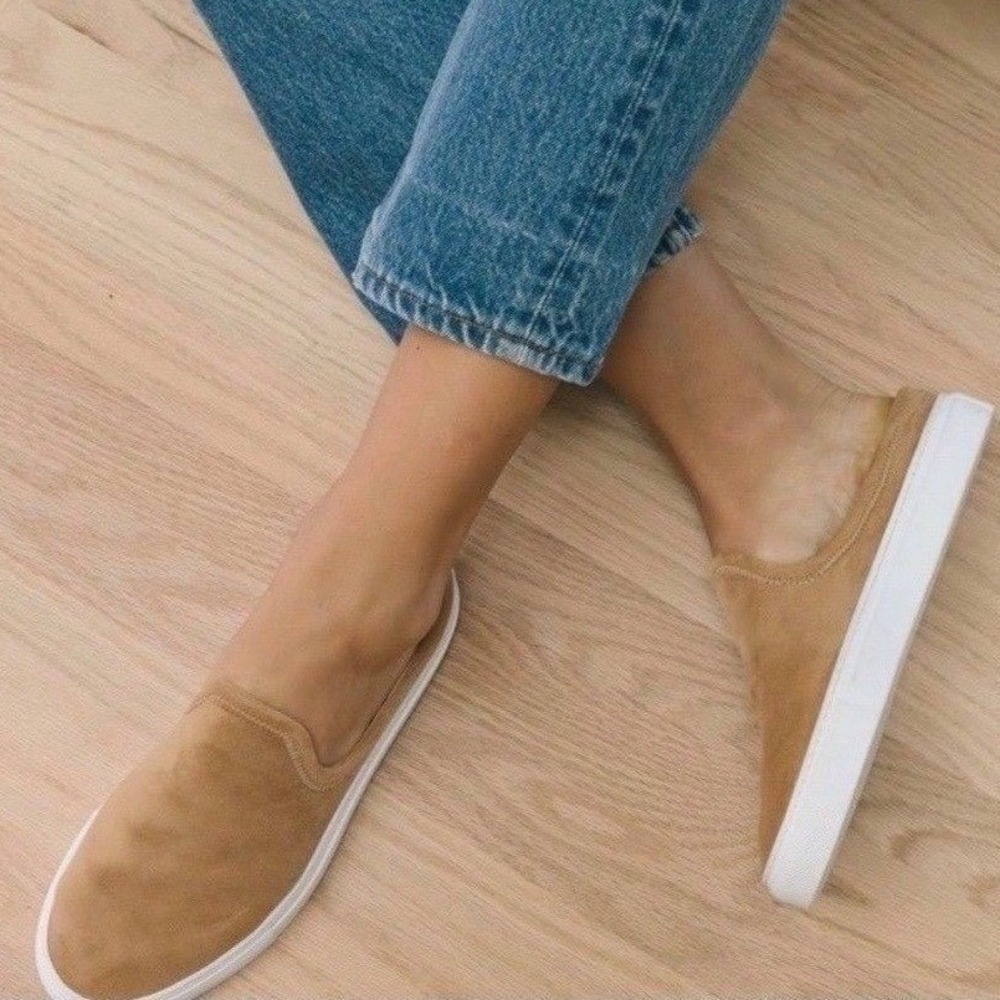 SALE Jenni Kayne Slip On Suede Mules Sneakers Tan Honey Brown - Size 8 / 38